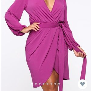Wrapped dress in magenta